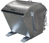 eurokraft pro Volquete con tapa redonda, capacidad 1 m³, galvanizado al horno
