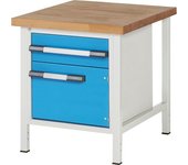 eurokraft pro Banco de trabajo, construcción de bastidor Serie 8000, 1 cajón de 180 mm, 1 puerta de 360 mm, A x P 750 x 900 mm