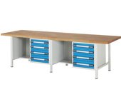 eurokraft pro Banco de trabajo, construcción de bastidor Serie 8000, 8 cajones: 4 x 120, 4 x 150 mm, extra anchos, A x P 3000 x 900 mm