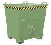 eurokraft pro Contenedor cónico con trampilla, capacidad 1,0 m³, carga máx. 2000 kg, verde reseda RAL 6011