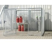 eurokraft pro Contenedor de rejilla para bombonas de gas, sin tejado, con puerta de una hoja, A x P 3100 x 2100 mm