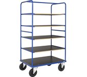 Kongamek Carro con pisos multiusos KM338, L x A x H 1000 x 700 x 1800 mm, azul, 2 ruedas de maniobra y 2 fijas, a partir de 5 unid.