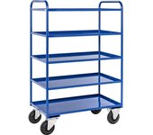Kongamek Carro con pisos KM41, 5 pisos con remate, L x A x H 955 x 550 x 1490 mm, azul, 2 ruedas de maniobra y 2 fijas, a partir de 5 unid.