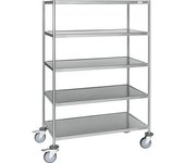 Kongamek Carro con pisos de acero inoxidable, soldado, L x A x H 1075 x 575 x 1650 mm, 5 pisos, a partir de 2 unid.