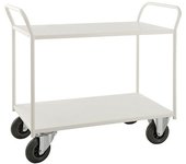 Kongamek Mesa rodante KM41, 2 pisos, L x A x H 1080 x 450 x 975 mm, blanca, 2 ruedas de maniobra y 2 fijas, a partir de 5 unid.