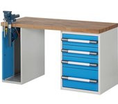 eurokraft pro Banco de trabajo, sistema modular Serie 7000, 1 armario, 1 buck fijo con 4 cajones cada uno, A x P 1500 x 700 mm