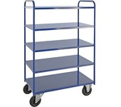 Kongamek Carro con pisos KM41, 5 pisos, L x A x H 955 x 550 x 1470 mm, azul, 2 ruedas de maniobra y 2 fijas, a partir de 5 unid.