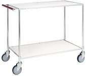 Kongamek Mesa rodante, 2 pisos, L x A x H 1080 x 580 x 870 mm, galvanizada / blanca, a partir de 2 unid.