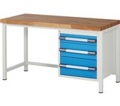 eurokraft pro Banco de trabajo, construcción de bastidor Serie 8000, 3 cajones: 1 x 120, 1 x 180, 1 x 240 mm, A x P 1500 x 700 mm