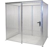 eurokraft pro Contenedor de rejilla para bombonas de gas, sin tejado, con puerta de una hoja, A x P 2100 x 1500 mm