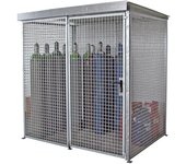 eurokraft pro Contenedor de rejilla para bombonas de gas, con tejado y puerta de una hoja, A x P 2100 x 1500 mm