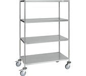 Kongamek Carro con pisos de acero inoxidable, soldado, L x A x H 1075 x 575 x 1650 mm, 4 pisos, a partir de 2 unid.