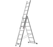 HYMER Escalera multiusos de aluminio, modelo básico, 3 x 7 peldaños, altura máx. de trabajo 5,10 m