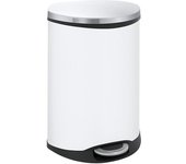 EKO Colector de residuos con pedal, en forma de concha, capacidad 50 l, H x A x P 705 x 406 x 406 mm, cuerpo de chapa de acero pintada de blanco