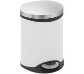 EKO Colector de residuos con pedal, en forma de concha, capacidad 6 l, H x A x P 314 x 238 x 235 mm, cuerpo de chapa de acero pintada de blanco