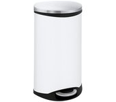 EKO Colector de residuos con pedal, en forma de concha, capacidad 30 l, H x A x P 690 x 340 x 375 mm, cuerpo de chapa de acero pintada de blanco