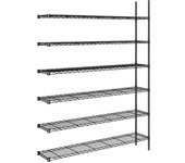kaiserkraft Estantería de malla de alambre de acero, negra, carga por balda 100 kg, A x P 1520 x 360 mm, estantería de ampliación, altura 2180 mm, 6