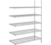 kaiserkraft Estantería de malla de alambre de acero, cromada, carga por balda 100 kg, A x P 1220 x 610 mm, estantería de ampliación, altura 1880 mm, 5
