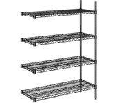 kaiserkraft Estantería de malla de alambre de acero, negra, carga por balda 250 kg, A x P 910 x 460 mm, estantería de ampliación, altura 1370 mm, 4