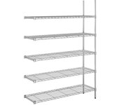 kaiserkraft Estantería de malla de alambre de acero, cromada, carga por balda 100 kg, A x P 1220 x 460 mm, estantería de ampliación, altura 1880 mm, 5