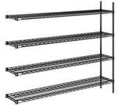 kaiserkraft Estantería de malla de alambre de acero, negra, carga por balda 250 kg, A x P 1520 x 360 mm, estantería de ampliación, altura 1370 mm, 4