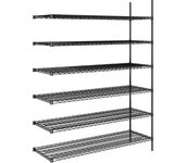 kaiserkraft Estantería de malla de alambre de acero, negra, carga por balda 250 kg, A x P 1520 x 610 mm, estantería de ampliación, altura 2180 mm, 6
