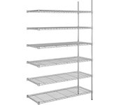 kaiserkraft Estantería de malla de alambre de acero, cromada, carga por balda 100 kg, A x P 1220 x 610 mm, estantería de ampliación, altura 2180 mm, 6