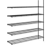 kaiserkraft Estantería de malla de alambre de acero, negra, carga por balda 100 kg, A x P 1520 x 460 mm, estantería de ampliación, altura 1880 mm, 5