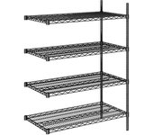 kaiserkraft Estantería de malla de alambre de acero, negra, carga por balda 250 kg, A x P 910 x 610 mm, estantería de ampliación, altura 1370 mm, 4