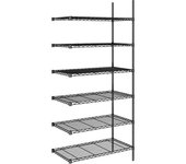 kaiserkraft Estantería de malla de alambre de acero, negra, carga por balda 100 kg, A x P 910 x 610 mm, estantería de ampliación, altura 2180 mm, 6
