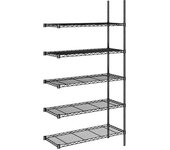 kaiserkraft Estantería de malla de alambre de acero, negra, carga por balda 100 kg, A x P 910 x 460 mm, estantería de ampliación, altura 1880 mm, 5