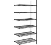 kaiserkraft Estantería de malla de alambre de acero, negra, carga por balda 250 kg, A x P 910 x 610 mm, estantería de ampliación, altura 2180 mm, 6