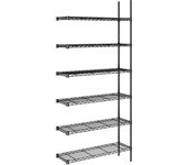 kaiserkraft Estantería de malla de alambre de acero, negra, carga por balda 100 kg, A x P 910 x 360 mm, estantería de ampliación, altura 2180 mm, 6