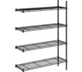kaiserkraft Estantería de malla de alambre de acero, negra, carga por balda 100 kg, A x P 910 x 360 mm, estantería de ampliación, altura 1370 mm, 4