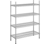 kaiserkraft Estantería de malla de alambre de acero, cromada, carga por balda 250 kg, AxP 910 x 460 mm, estantería básica, altura 1370 mm, 4 baldas