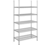 kaiserkraft Estantería de malla de alambre de acero, cromada, carga por balda 250 kg, AxP 910 x 610 mm, estantería básica, altura 1880 mm, 5 baldas