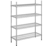 kaiserkraft Estantería de malla de alambre de acero, cromada, carga por balda 150 kg, AxP 910 x 460 mm, estantería básica, altura 1370 mm, 4 baldas