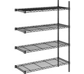kaiserkraft Estantería de malla de alambre de acero, negra, carga por balda 100 kg, A x P 910 x 460 mm, estantería de ampliación, altura 1370 mm, 4