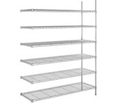 kaiserkraft Estantería de malla de alambre de acero, cromada, carga por balda 100 kg, A x P 1520 x 610 mm, estantería de ampliación, altura 2180 mm, 6