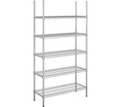 kaiserkraft Estantería de malla de alambre de acero, cromada, carga por balda 150 kg, AxP 910 x 460 mm, estantería básica, altura 1880 mm, 5 baldas