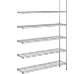 kaiserkraft Estantería de malla de alambre de acero, cromada, carga por balda 100 kg, A x P 1220 x 360 mm, estantería de ampliación, altura 1880 mm, 5