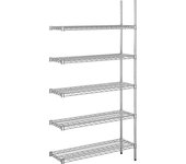 kaiserkraft Estantería de malla de alambre de acero, cromada, carga por balda 250 kg, AxP 910 x 360 mm, estantería de ampliación, altura 1880 mm, 5