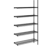 kaiserkraft Estantería de malla de alambre de acero, negra, carga por balda 250 kg, A x P 910 x 360 mm, estantería de ampliación, altura 1880 mm, 5