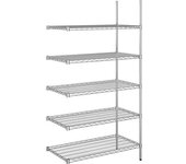 kaiserkraft Estantería de malla de alambre de acero, cromada, carga por balda 150 kg, AxP 910 x 610 mm, estantería de ampliación, altura 1880 mm, 5