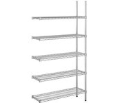 kaiserkraft Estantería de malla de alambre de acero, cromada, carga por balda 150 kg, AxP 910 x 360 mm, estantería de ampliación, altura 1880 mm, 5