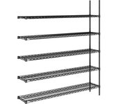 kaiserkraft Estantería de malla de alambre de acero, negra, carga por balda 250 kg, A x P 1520 x 360 mm, estantería de ampliación, altura 1880 mm, 5