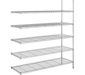 kaiserkraft Estantería de malla de alambre de acero, cromada, carga por balda 100 kg, A x P 1520 x 610 mm, estantería de ampliación, altura 1880 mm, 5
