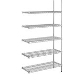 kaiserkraft Estantería de malla de alambre de acero, cromada, carga por balda 250 kg, AxP 910 x 460 mm, estantería de ampliación, altura 1880 mm, 5