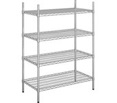 kaiserkraft Estantería de malla de alambre de acero, cromada, carga por balda 150 kg, AxP 910 x 610 mm, estantería básica, altura 1370 mm, 4 baldas