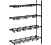 kaiserkraft Estantería de malla de alambre de acero, negra, carga por balda 250 kg, A x P 910 x 360 mm, estantería de ampliación, altura 1370 mm, 4
